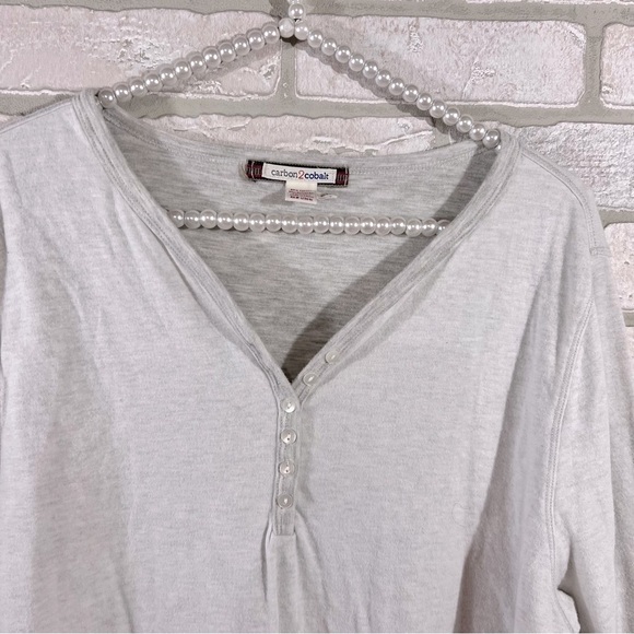 Carbon2Cobalt Light Gray Long Sleeve Henley Size XL - Picture 5 of 10